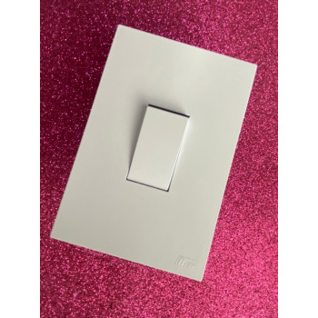 Conjunto Interruptor Simples Vertical 4x2 - RECTA BRANCO SATIN